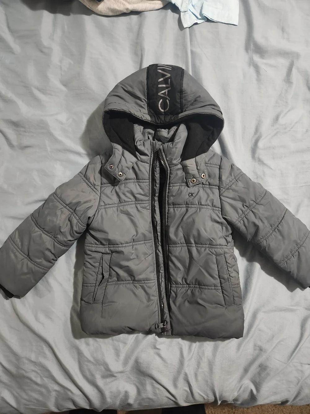 Calvin Klein Toddler Gray Hooded Puffer Jacket